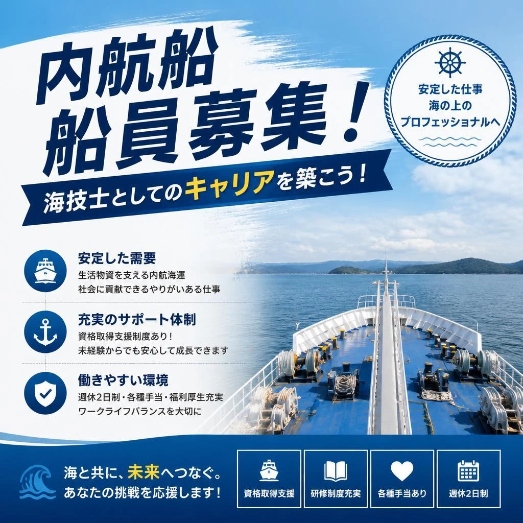 内航船船員募集！海技士としてのキャリアを築こう！